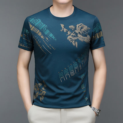 Mingdi Mouse Men's Summer New Korean Printed Men's T-Shirt Fashionable Short-Sleeved Pullover Round Neck T-Shirt Top