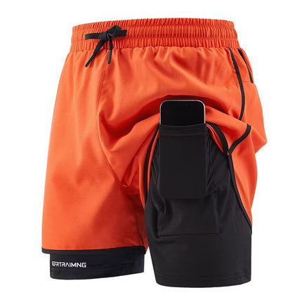 Cross-Border Sports Shorts for Men and Women, Running Fitness Anti-Exposure Three-Point Shorts, Fake Two-Piece Couple Quick-Dry Shorts