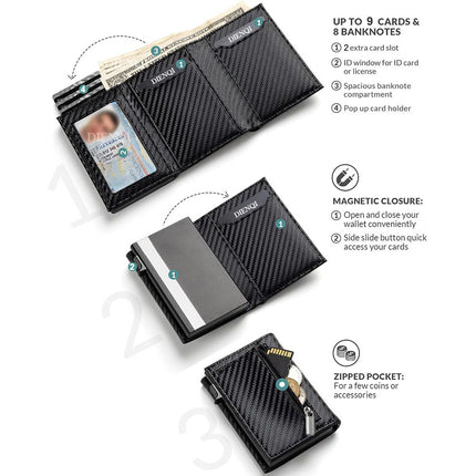 Rfid Anti-Theft Men's Wallet Card Holder Magnetic Wallet Metal Card Holder Large Capacity Wallet Money Clip Wallet