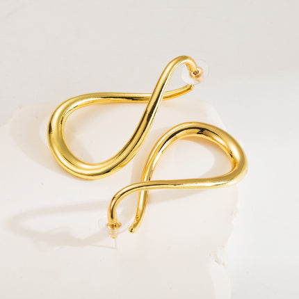 Cross-border New ZA Exaggerated Cold Wind Irregular Silver Pin Earrings Niche Curved Geometry Alloy Ear Jewelry Women