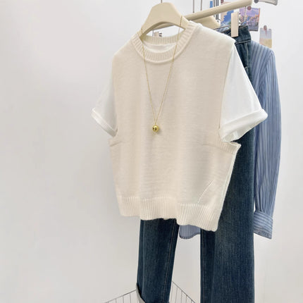Designer Niche Western-style Rear Opening Shell Decoration Vest Women's Stacked Wool Vest Vest