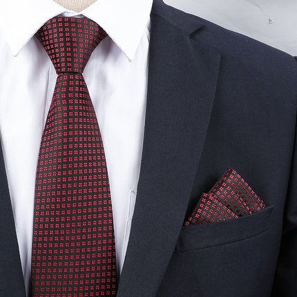 Dress Wedding Tie Men's 8CM Bridegroom Wedding Korean Style wine red Business Tie Narrow Zipper Lazy Men and Women