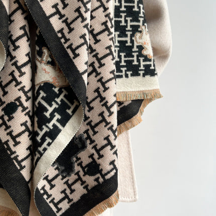 Shawl for Winter Outer Wear, High-End and Versatile Imitation Cashmere Thickeneded Warm Scarf, Office Air-Conditioned Room Windproof Scarf