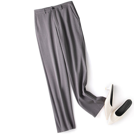 Endi Women's Suit Set with a High-End Feel, Spring Season, Light Professional Style, Slim Fit, High-End Design, Gray Two-Piece Blazer Set