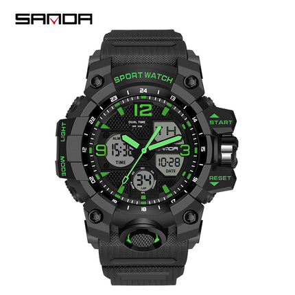 Sanda Hot-Selling Watch Korean Version Student Party Multi-Functional Waterproof Alarm Clock Electronic Watch Cool Dual Display Luminous Sports Watch