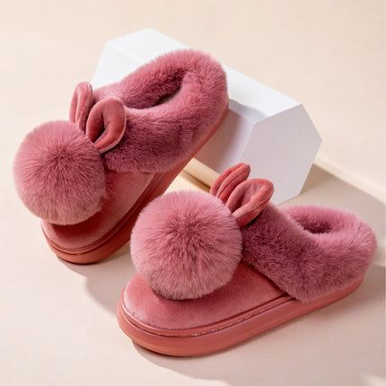 Cross-Border Women's Bags and Couples' Silent Home Slippers Autumn and Winter Plush Indoor Non-Slip Thick-Soled Warm Plush Cotton Slippers