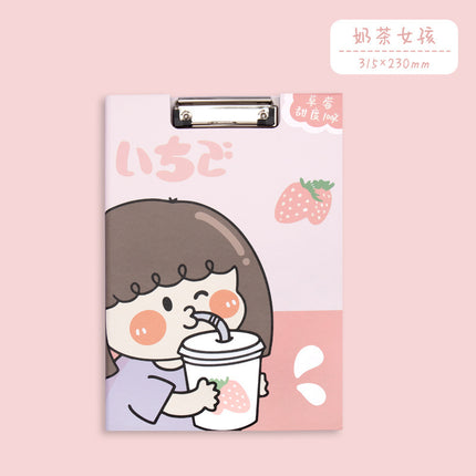 Cute A4 Paper Folder Cartoon Creative Office Stationery Materials Student Painting Writing Pad Test Paper Board Clip