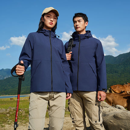 Removable Cap Waterproof Windproof Group Jacket Tooling Outdoor Hard Shell Rushwork Custom Work Clothes for Men and Women Autumn and Winter
