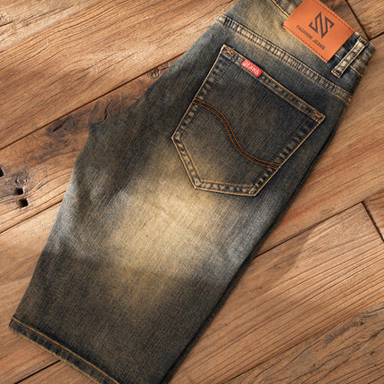 Casual and Casual Men's Denim Shorts Summer New Straight Casual Trendy Brand Versatile Large Size Mid-Length Pants for Men