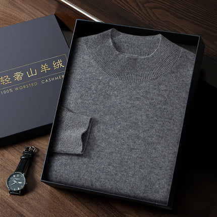 Business Casual Base Autumn and Winter Knitwear New Loose Large Size Cashmere Knitwear Men's Half Turtleneck Men's Cashmere Knitwear
