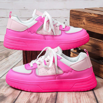 Korean Style Trendy Four-Season Thick-Soled Skateboard Shoes, Mesh Breathable Casual Shoes, Lace-Up Fashionable Women's Shoes, Outdoor Couple Trendy Shoes