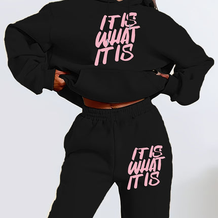 2024 Amazon Letter Print Casual Women's Sweatshirt Set Autumn Long Sleeve Hooded Sweatshirts Easiest for Match
