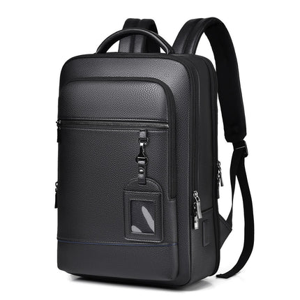 Men's Backpack Simple Cross-Border New Business Pu Water-Repellent Laptop Bag Large Capacity Backpack
