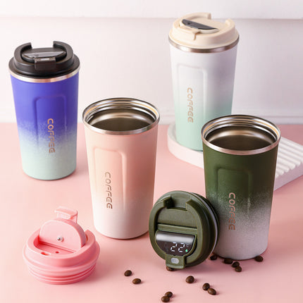 Fashionable simple double-layer vacuum stainless steel coffee cup handy cup American coffee pot portable gift pop lid cup