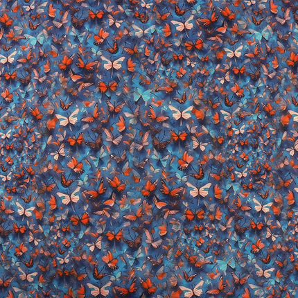 Full Screen with Two-Color Butterflies Fluttering, 180g Wool and Silk Thickened Printed Fabric, High-Neck Warm Clothing Fabric