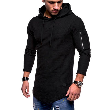 Men's T-shirt Amazon Slim-fit Sports Hoodie Casual Thin Long-sleeved Fashionable Hand Wall Zipper Men's T-shirt
