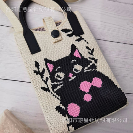 Girl's Heart-Shaped Knitted Crossbody Bag