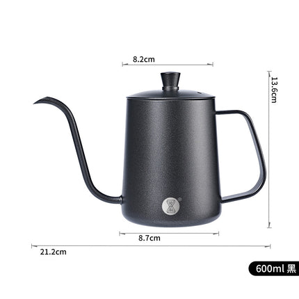 Hand Brewed Coffee Pot Stainless Steel Household Ear-Hanging Swan Neck Pot Teflon Long Mouth Pot Coffee Hand Brewing Pot Brewing