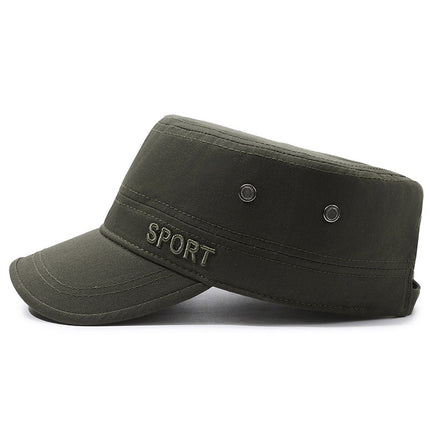 Hat Men's Spring and Summer Outdoor Summer Breathable Caps for Middle-aged and Elderly Sunshade Sunscreen Flat Top Cotton Outdoor Sports