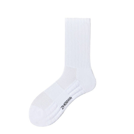 Mid-Calf Socks Ins Casual Versatile Pure Color Socks Men's Non-Slip Antibacterial Sports Socks High Elastic Non-Stretching Towel Socks