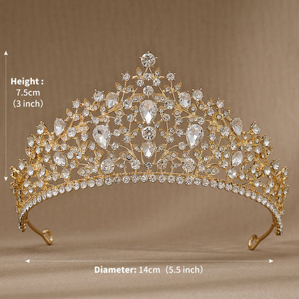 European and American All-match Bride Wedding Hair Accessories Light Luxury Full Diamond Birthday Party Crown Baroque Vintage Rhinestone Crown