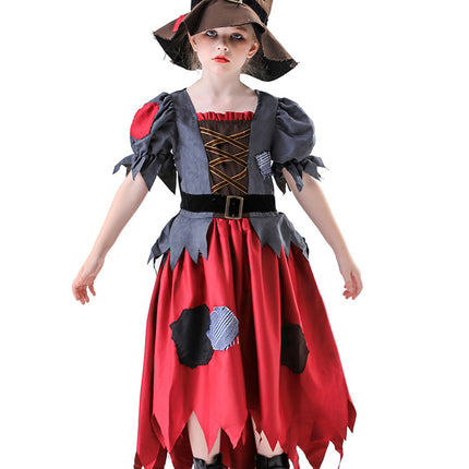 Cross-Border Halloween New Children's Witch Magic Hat Scarecrow Dress Suit Vampire Performance Costume