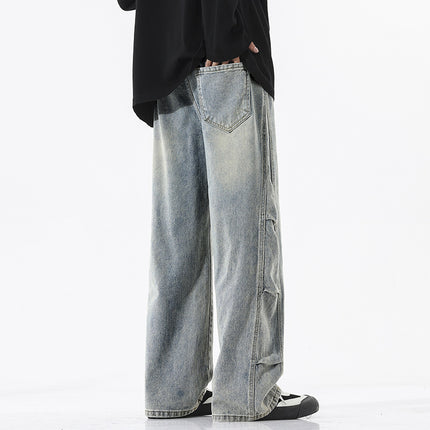 Straight-Leg Jeans for Men, Thin Summer New Design, Loose Trousers for Middle School Students, High Street Retro Casual Pants