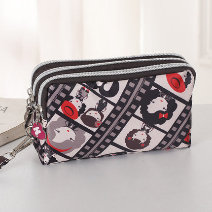 Mobile phone coin purse hand-held mini canvas bag women's bag Oxford cloth cartoon fabric bag wholesale