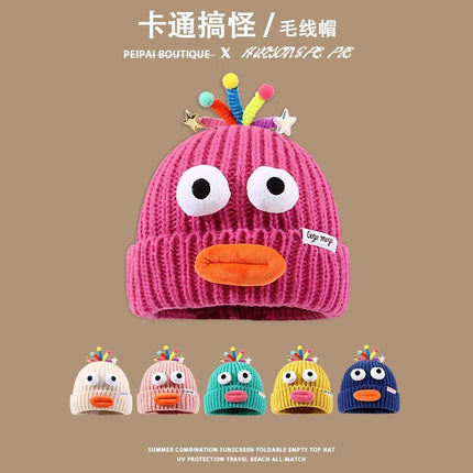 Big Eyes Sausage Mouth Party Funny Wool Hat for Men and Women Cute Color Retractable Tentacles Cute Knitted Hat