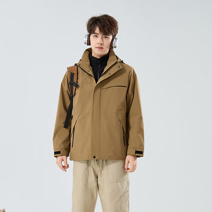 Three-In-One Men's Hooded Detachable Waterproof and Windproof Mountaineering Jacket Three-In-One Jacket