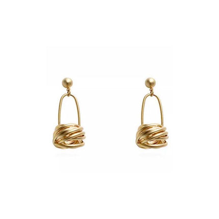 Superior Sense Matte 925 Silver Needle Basket Earrings Distinctive Creative Design Earrings Niche Temperament Superior Sense Earrings