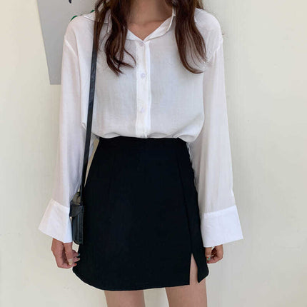 New Elegant Gray and Black Hip-Hugging Short Skirt for Women, Anti-Exposure A-Line Skirt, Summer High-Waisted Slimming Look Skirt