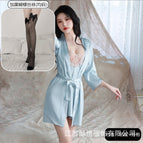 Lake blue suit + black butterfly stockings / M( 35-47.5kg )