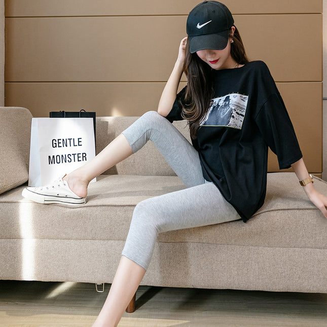 Modal Leggings Women's Capri Pants Summer Thin Tight-fit Plus Size Outer Wear Anti-slip Shorts