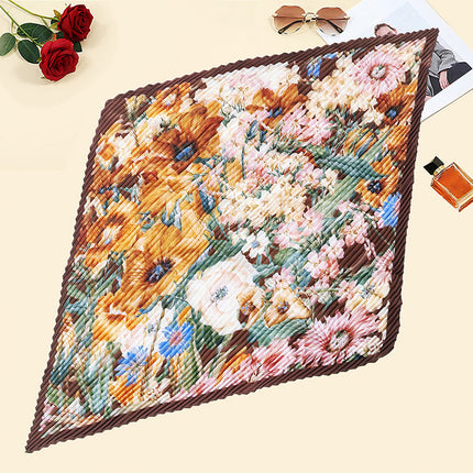 New wrinkled small square scarf female Korean imitation silk printed wrinkled small scarf Joker scarf decorative scarf wholesale