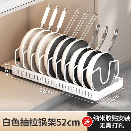 Carefully Selected Kitchen Storage Pot Lid Rack, Adjustable Pot Holder, Pot Rack, Countertop Cabinet, Dish Rack, Pull-Out Storage Rack