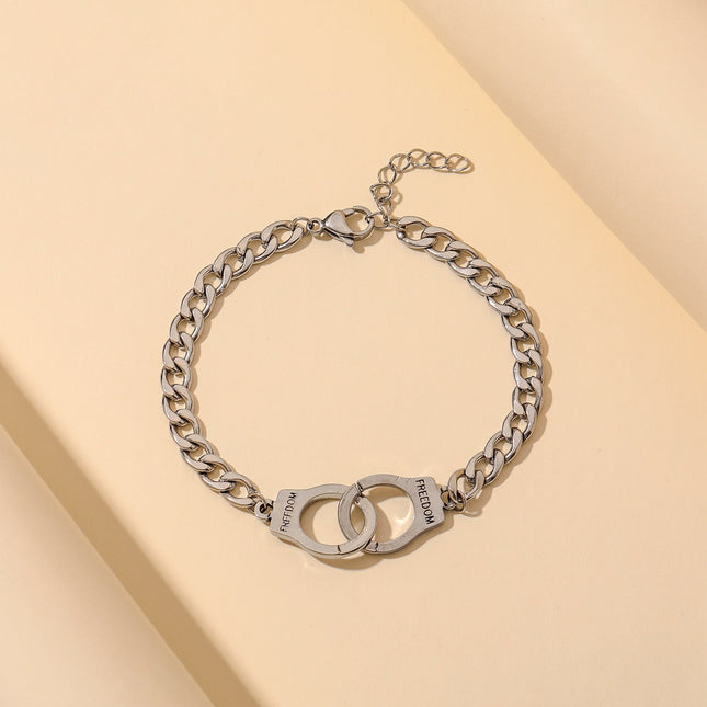 Cross-border for cold wind men's and women's bracelets European and American creative personality freedoom alloy handcuffs bracelet wholesale