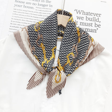 New wrinkled small square scarf female Korean imitation silk printed wrinkled small scarf Joker scarf decorative scarf wholesale