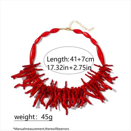 European and American New Style Stacked Cross-Border Imitation Coral Necklace Necklace Light Luxury Small Multi-Layer Beaded Clavicle Chain Resin Necklace