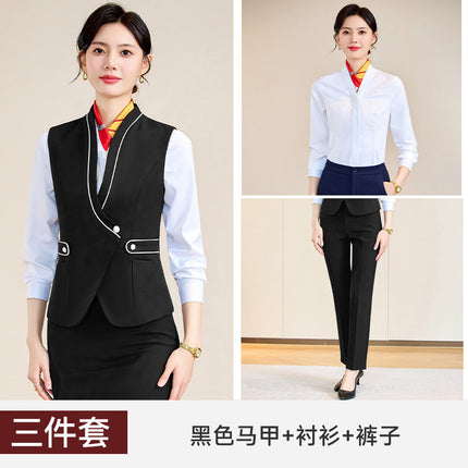Stewardess Uniform Female Professional suit Railway Flight Attendant Student Tooling Sales Hotel Front Desk Beautician Work Clothes