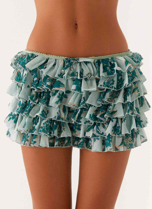 2025 New European and American Multi-layer Cake Stacking Skirt Hot Pants Hot Girls Sexy Fashion Lace Culottes Sexy Skirt