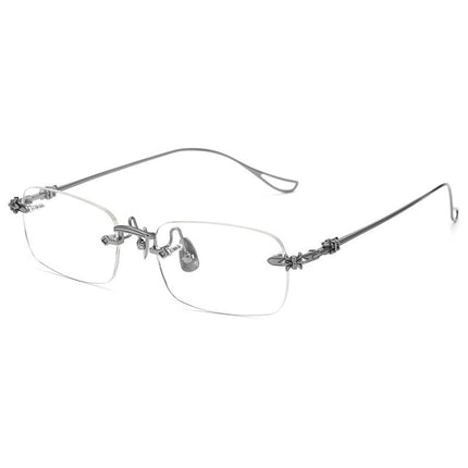 Baishifen Shenzhen Pure Titanium Business Black Glasses Frame Ultra Light Frameless Retro Myopia Glasses Frame Men's WYB8808
