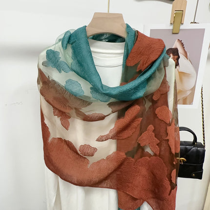 Three-dimensional Flower Cutting Scarf Women's Spring and Autumn Korean-style Organza Rose Long Scarf Gauze Dual-use Shawl