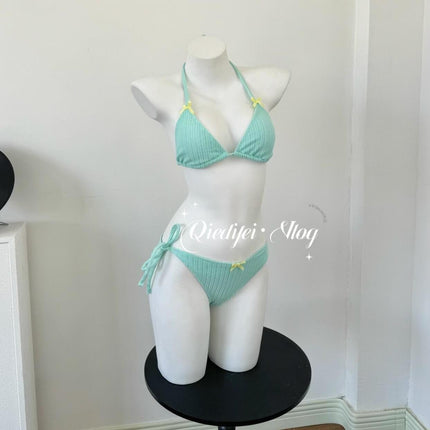 Source Manufacturer Swimsuit, Feminine, White, Small Breasts, Three-Point Strap Bikini, Split Swimsuit, Hot Spring Vacation