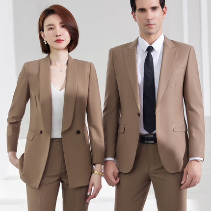 Khaki Professional Suit Men's and Women's Business Dress Executive Suit Tooling Real Estate Sales Office Work Clothes
