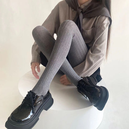 Autumn and Winter Fashion Vertical Stripe Leggings Cotton Warm Slim-fit Slimming Pantyhose All-match Simple Base Trendy Socks for Women
