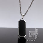 Titanium steel black long/square pearl chain 60cm