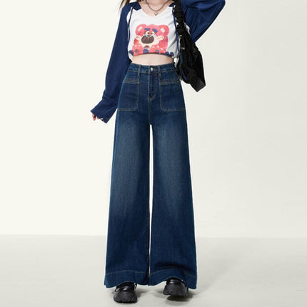 High Waist Wide Leg Jeans Spring and Autumn Women's 2024 New Small Loose Slimming Big Legs Retro Mop Pants