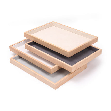 Bamboo and Wood Jewelry Tray Bracelet Mobile Phone Glasses Necklace Jewelry Counter Display Viewing Tray Jewelry Jade Display Rack