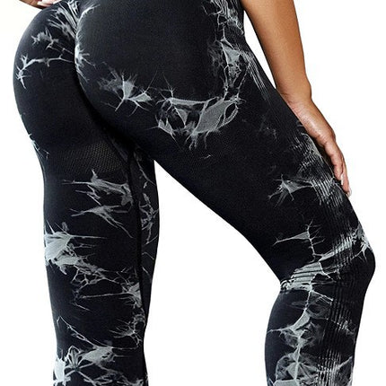 High-Waisted Tie-Dye Butt-Lifting Fitness Pants, Breathable Peach-Lift Compression Training Nine-Point Yoga Pants Define